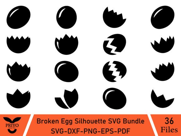 Broken Egg Silhouette SVG Bundle