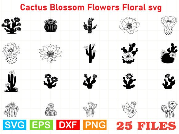 Cactus Blossom Flowers Floral Svg Bundle