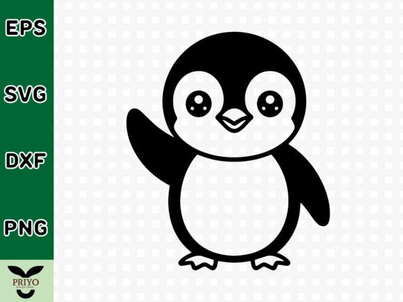 Cute Baby Penguin Waving Hand SVG