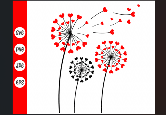 Dandelion Hearts Flower SVG