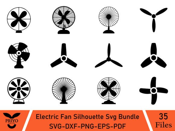 Electric Fan Silhouette SVG Bundle