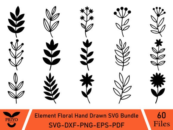 Element Floral Hand Drawn SVG Bundle