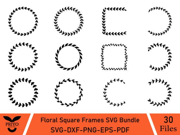 Floral Square Frames SVG Bundle