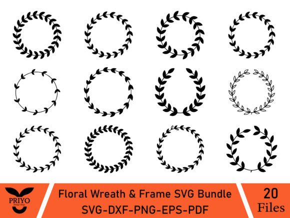 Floral Wreath Frame SVG Bundle
