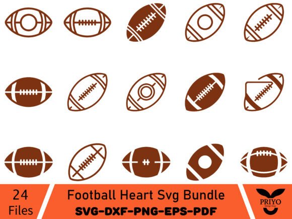 Football Heart SVG Bundle + Frames
