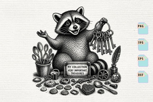 Funny Raccoon with Keys SVG