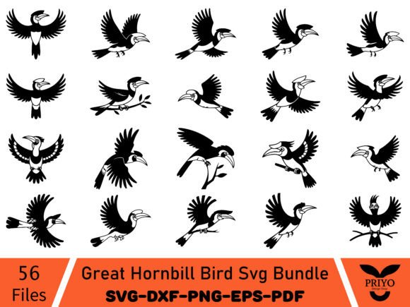 Great Hornbill Bird SVG Bundle