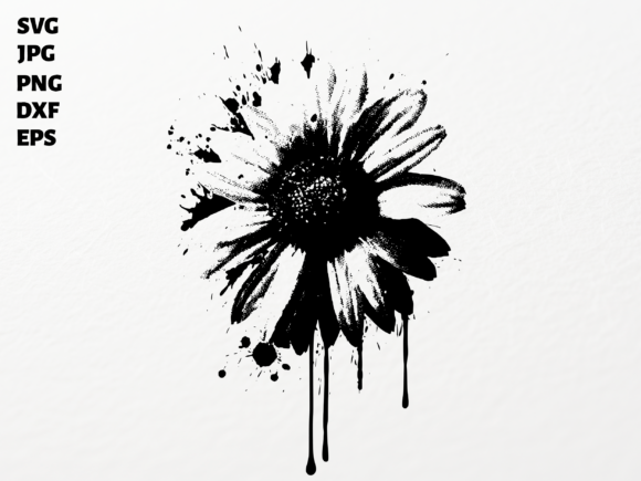 Grunge Ink Splatter Flower SVG
