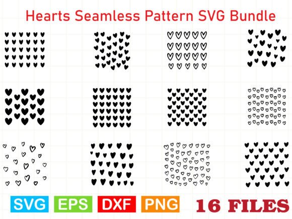 Hearts Seamless Pattern SVG Bundle