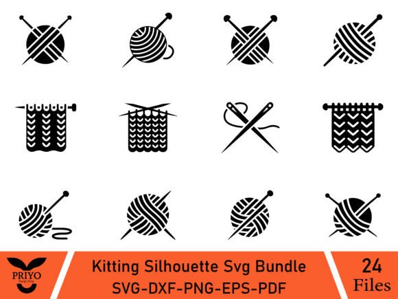 Kitting Silhouette SVG Bundle