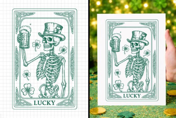 Lucky Irish Skeleton Beer Shamrock SVG