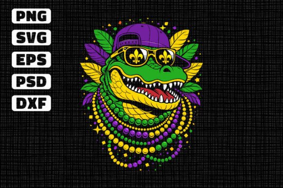 Mardi Gras Alligator SVG