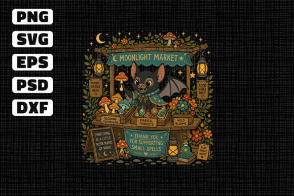Moonlight Market Bat SVG