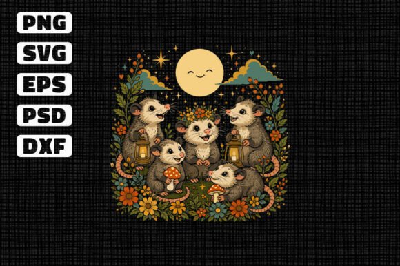 Moonlit Possum Gathering SVG