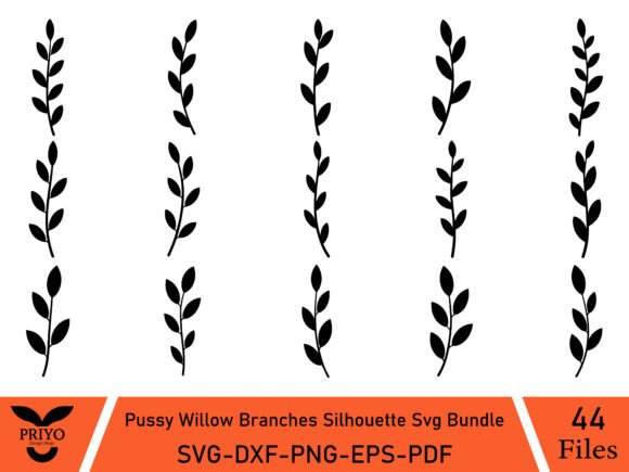 Pussy Willow Branches Silhouette SVG