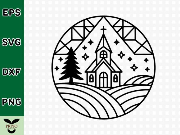 Scenic Church in Mountain Landscape SVG
