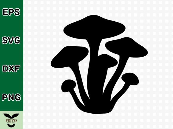 Silhouette of Wild Mushrooms SVG