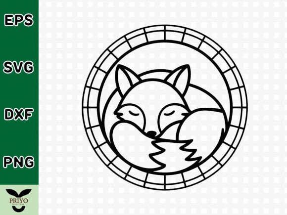 Sleeping Fox Silhouette in Circular SVG