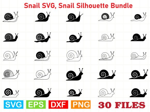Snail SVG, Snail Silhouette Bundle