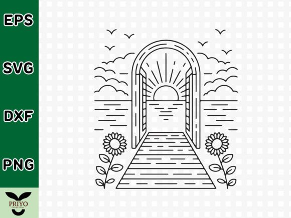 Sunset over Ocean Through Archway SVG