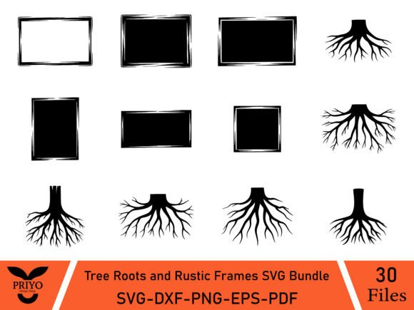 Tree Roots and Rustic Frames SVG Bundle