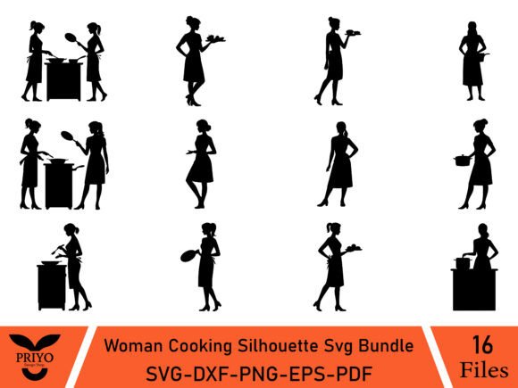 Woman Cooking Silhouette SVG Bundle